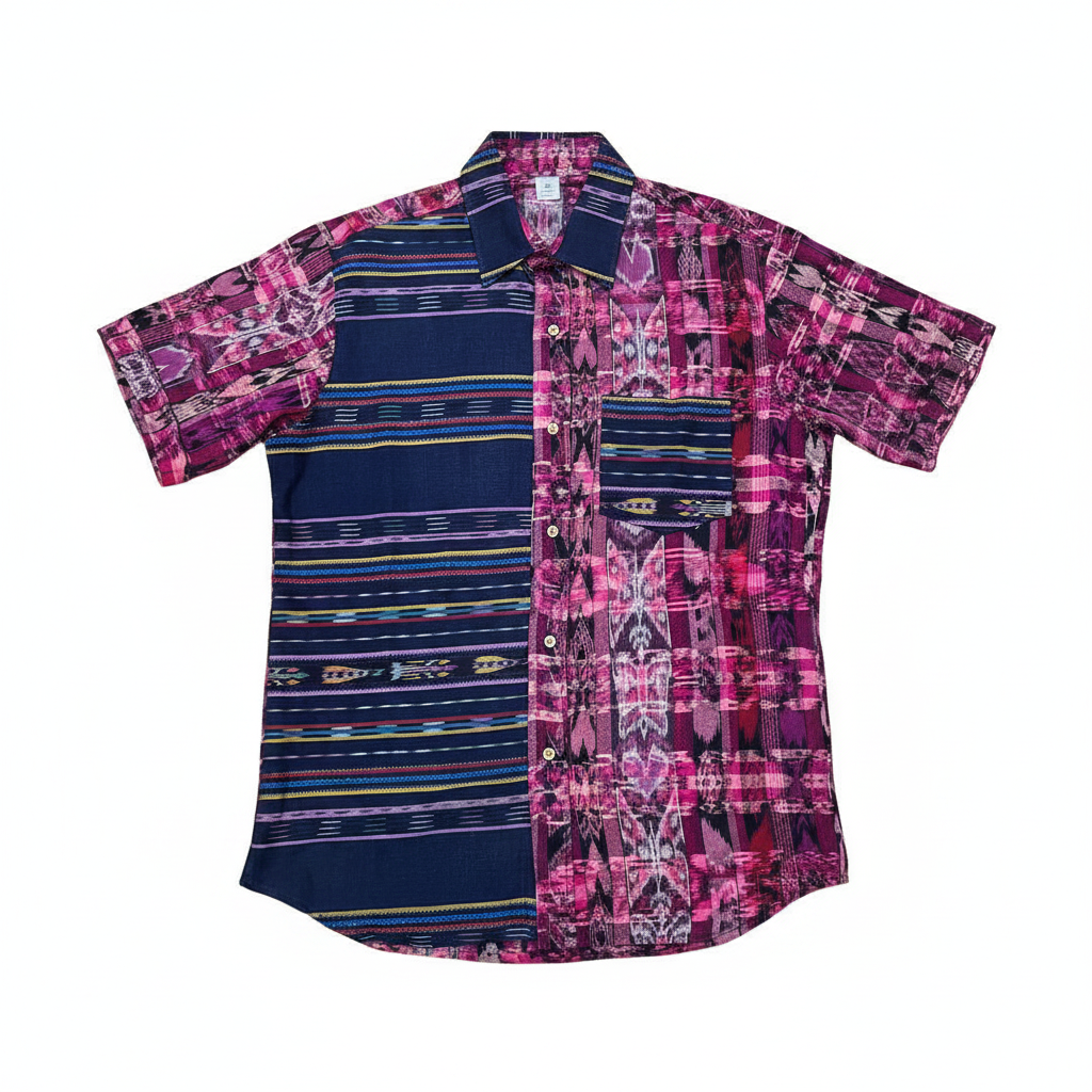 Camisa típica guatemalteca bicolor con fondo blanco